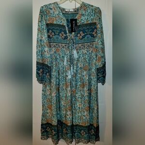 NWT R. Vivimos  Bohemian,Flowy,Hippie,Maxi Dress, Size S  (Oversized)
